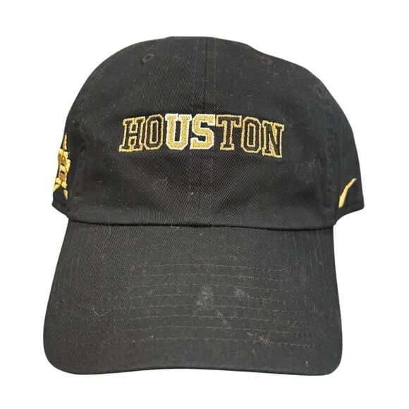 Nike Houston Embroidered Black Cap Gold Accents Unisex Adjustable Hat - Picture 1 of 7